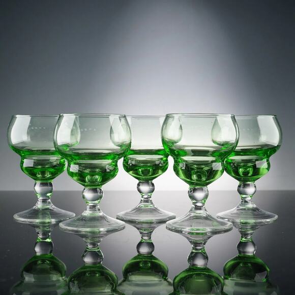 Vintage Set of 5 Handblown Cordial Glasses - Picture 1 of 4